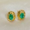 14k Gold 0.85 Ct Natural Emerald & Diamond Earrings