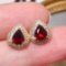 14k Gold 1.59 Ctw Natural Ruby & Diamond Earrings