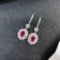 14k Gold 3.44 Ctw Vivid Red Natural Ruby & Diamond Earrings