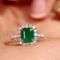14k Gold 2.32 Ctw Vivid Green Natural Emerald & Diamond Ring