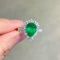 14k Gold 3.18 Ctw Vivid Green Natural Emerald & Diamond Ring