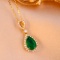 14k Gold 1.91 Ctw Vivid Green Natural Emerald & Diamond Necklace