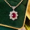 14k Gold 1.30 Ctw Natural Ruby & Diamond Pendant
