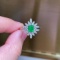 14k Gold 0.73 Ctw Vivid Green Natural Emerald & Diamond Ring