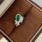 14k Gold 1.23 Ctw Vivid Green Natural Emerald & Diamond Ring