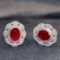 14k Gold 0.87 Ctw Natural Ruby & Diamond Earrings