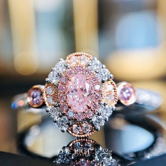 14k Gold 0.53 Ctw Natural Pink Diamond & Diamond & Cocktail Ring