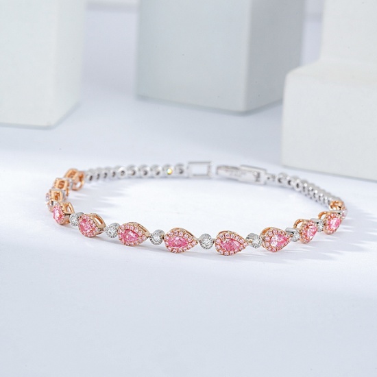14k Gold 1.95 Ctw Natural Pink Diamond & Diamond Bracelet