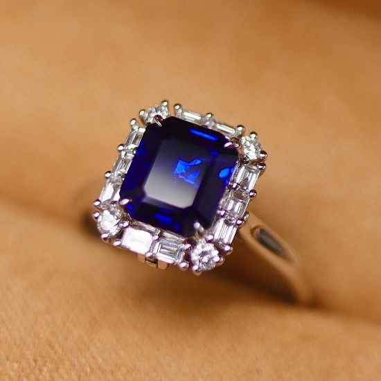 14k Gold 2.59 Ctw Natural Sapphire & Diamond Ring