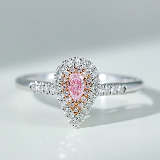 14k Gold 0.25 Ctw Natural Pink Diamond & Diamond & Cocktail Ring