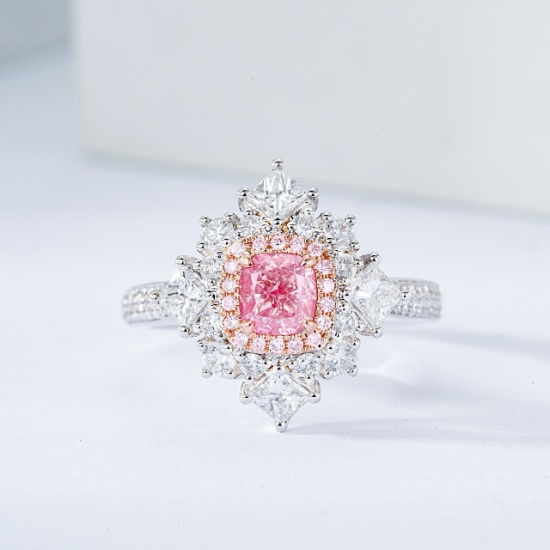 14k Gold 1.80 Ctw Natural Pink Diamond & Diamond Ring