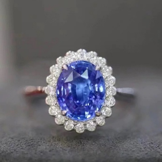 14k Gold 2.86 Ctw Natural Sapphire & Diamond Ring