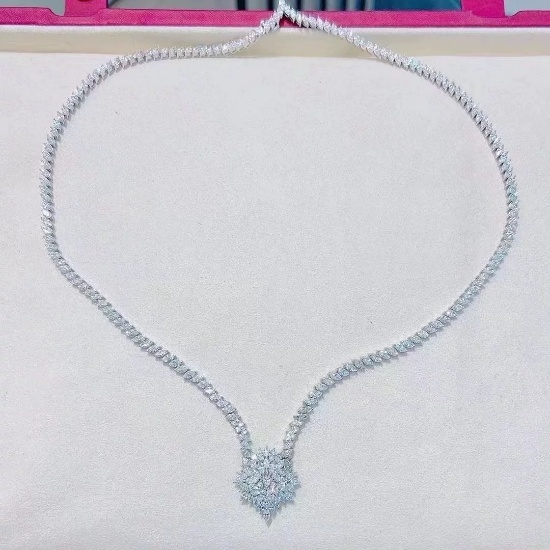 14k Gold 13.00 Ct Natural H Diamond Necklace