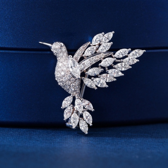 14k Gold 1.33 Ct Natural H Diamond Brooch
