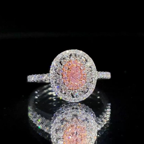 14k Gold 0.55 Ctw Natural Pink Diamond & Diamond & Cocktail Ring