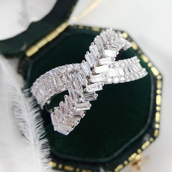 14k Gold 0.70 Ct Natural H Diamond & Eternity Band Ring
