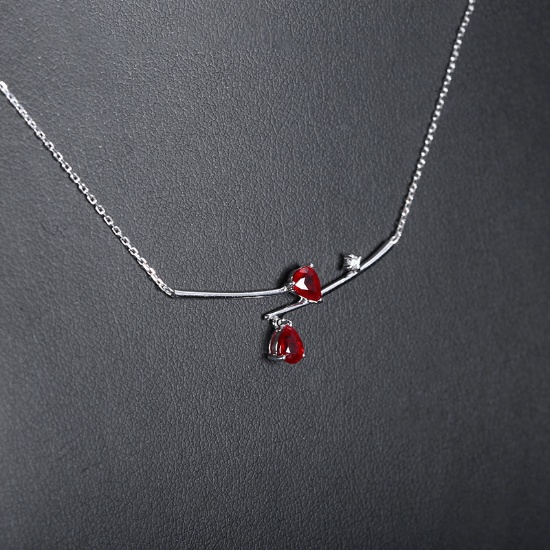 14k Gold 0.65 Ctw Natural Ruby & Diamond Necklace