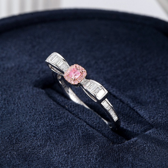 14k Gold 0.36 Ctw Natural Pink Diamond & Diamond & Butterfly Ring