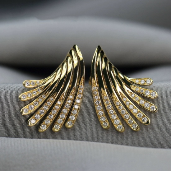 14k Gold 0.59 Ct Natural H Diamond Earrings