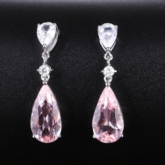 14k Gold 4.83 Ctw Natural Morganite & Diamond Earrings