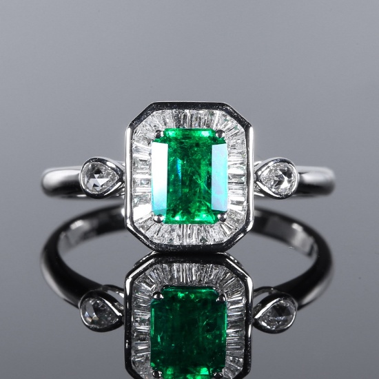 14k Gold 1.08 Ctw Natural Emerald & Diamond Ring