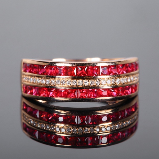 14k Gold 1.18 Ctw Natural Ruby & Diamond Ring