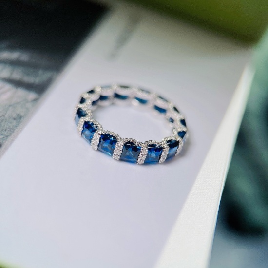 14k Gold 4.69 Ctw Natural Sapphire & Diamond Ring