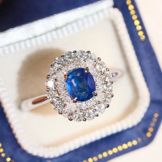 14k Gold 1.78 Ctw Natural Sapphire & Diamond & Cocktail Ring