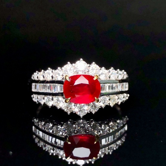 14k Gold 2.11 Ctw Natural Ruby & Diamond Ring