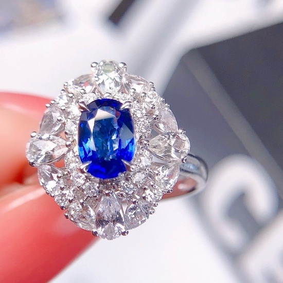 14k Gold 1.55 Ctw Natural Sapphire & Diamond Ring
