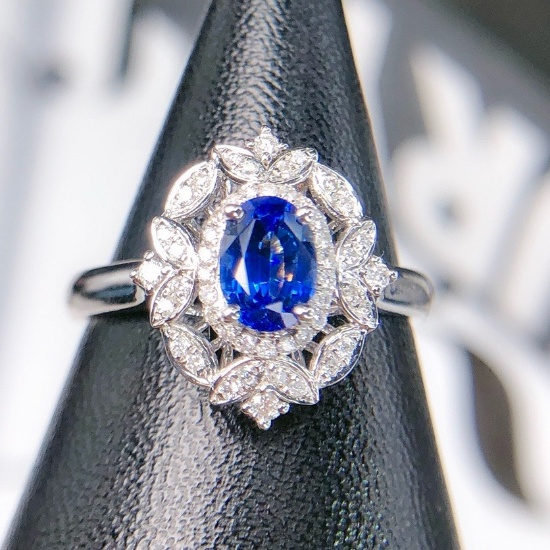 14k Gold 1.19 Ctw Natural Sapphire & Diamond Ring