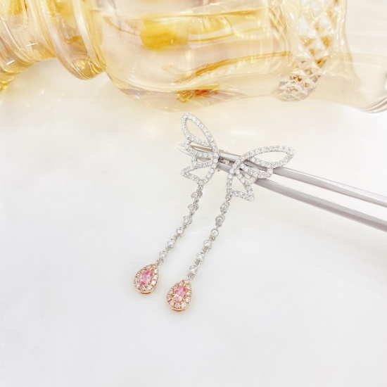 14k Gold 0.66 Ctw Natural Pink Diamond & Diamond Earrings