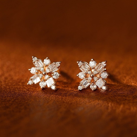 14k Gold 0.28 Ct Natural H Diamond Earrings