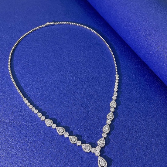 14k Gold 2.39 Ctw Natural H Diamond Necklace