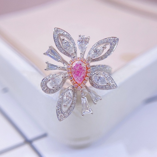 Gia Certified 14k Gold 1.76 Ctw Natural Pink Diamond & Diamond Ring