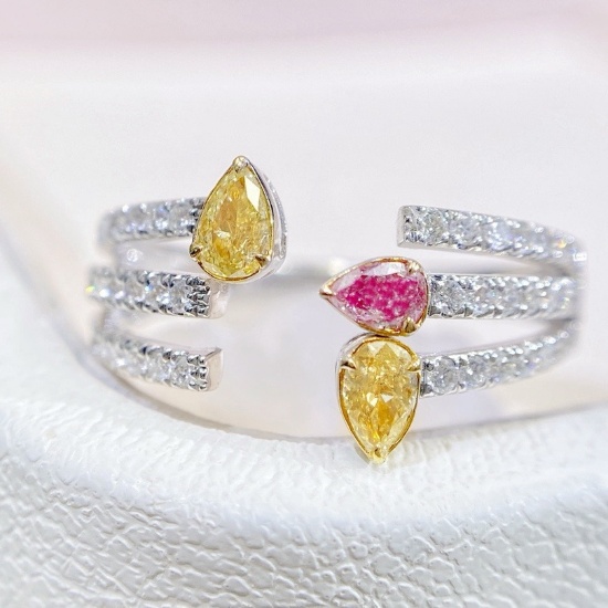 14k Gold 0.52 Ctw Natural Color Diamond & Diamond Ring