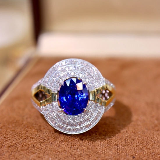 14k Gold 2.76 Ctw Natural Sapphire & Diamond Ring