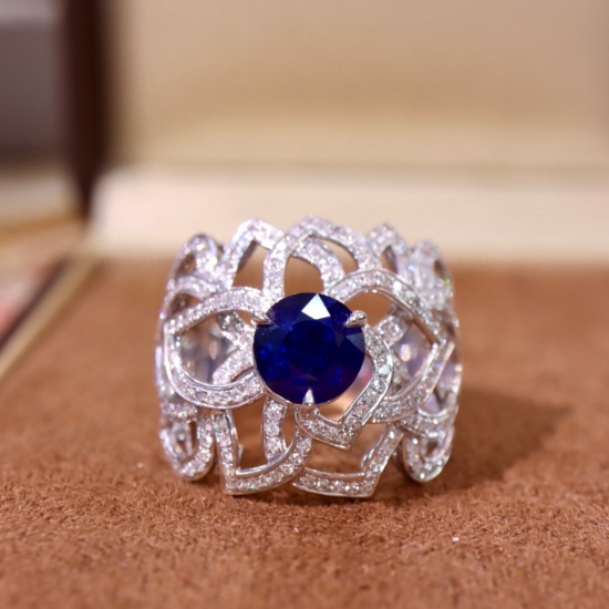 14k Gold 1.88 Ctw Natural Sapphire & Diamond Ring