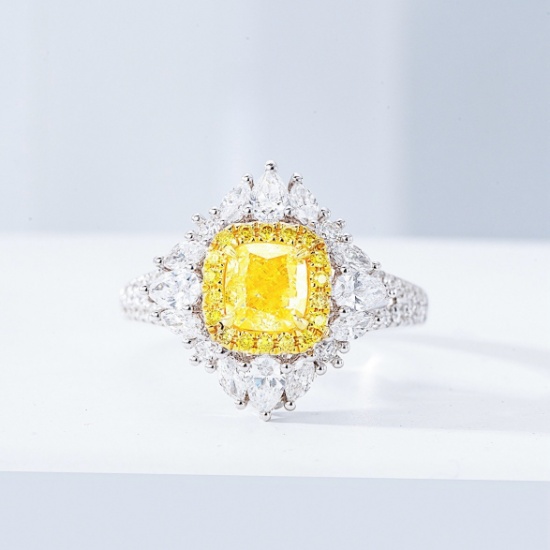 Gia Certified 14k Gold 2.08 Ctw Natural Yellow Diamond & Diamond Ring/pendant