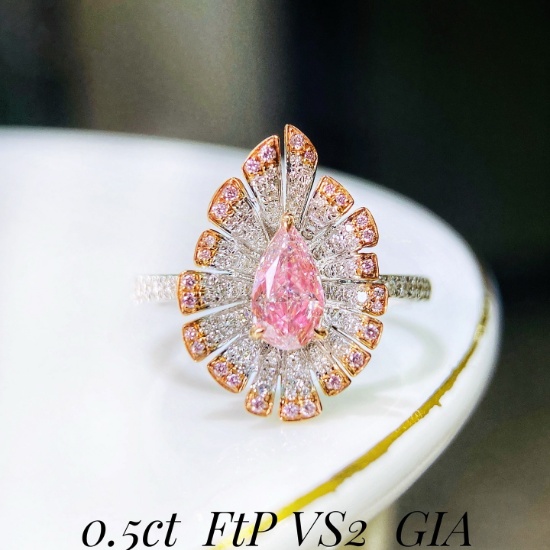 Gia Certified 14k Gold 0.87 Ctw Natural Pink Diamond & Diamond Ring