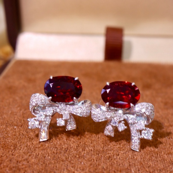 14k Gold 2.35 Ctw Natural Ruby & Diamond Earrings