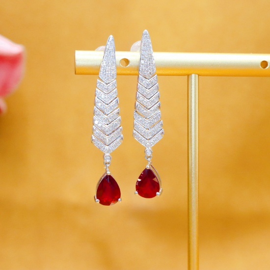 14k Gold 3.39 Ctw Natural Ruby & Diamond Earrings