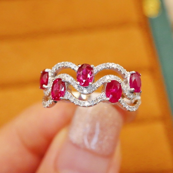 14k Gold 1.36 Ctw Vivid Red Natural Ruby & Diamond Ring