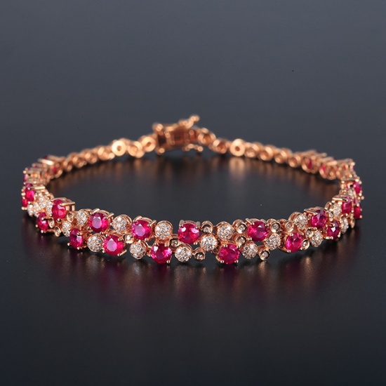 14k Gold 5.57 Ctw Natural Ruby & Diamond Bracelet