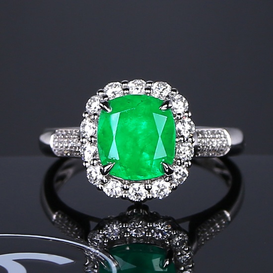 14k Gold 2.03 Ct Vivid Green Natural Emerald & Diamond Ring/pendant
