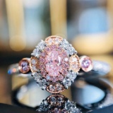 14k Gold 0.53 Ctw Natural Pink Diamond & Diamond & Cocktail Ring