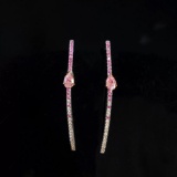 14k Gold 0.58 Ctw Natural Pink Diamond & Diamond Earrings