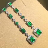 14k Gold 2.25 Ct Natural Emerald & Diamond Earrings