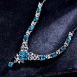 14k Gold 17.17 Ctw Natural Apatite & Sapphire Necklace