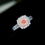 14k Gold 0.80 Ctw Natural Pink Diamond & Diamond Ring